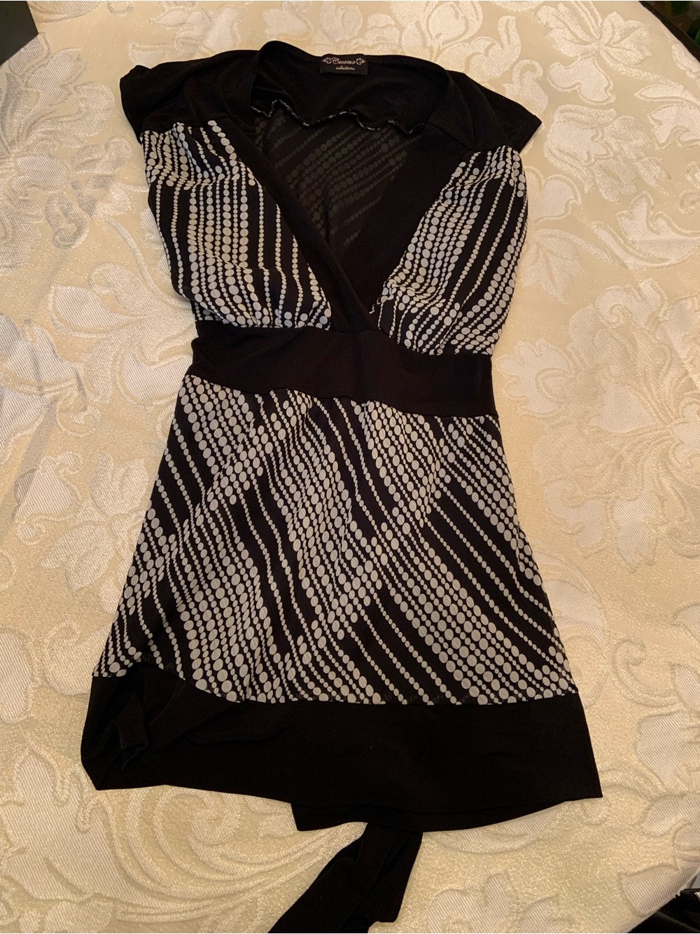 Black and White V-Neck Wrap top